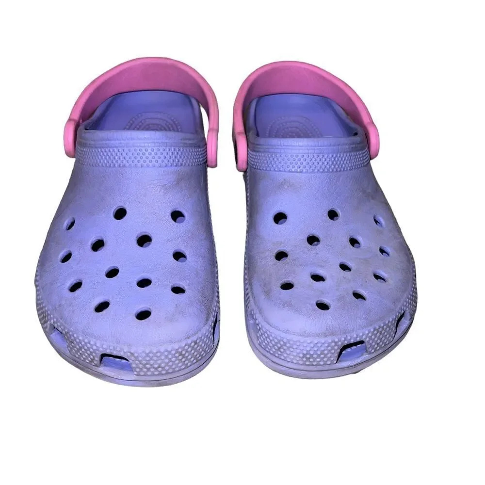 Purple Crocs with Pink Strap Size 4